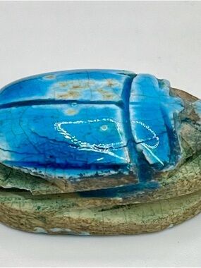 Vintage Blue Scarab Pendant Necklace